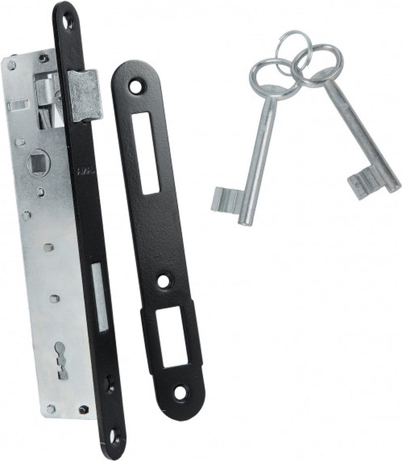 Gate lock with key - Black - Gate fitting - Cylinder - Door handle - Keypad lock