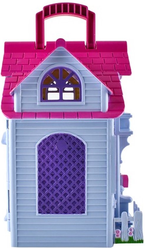 Ausklappbares Puppenhaus – faltbares Haus für Puppen – Barbie-Haus im modernen Look – inklusive Möbel – Puppenhaus mit Raummöbeln – tragbares Puppenhaus 