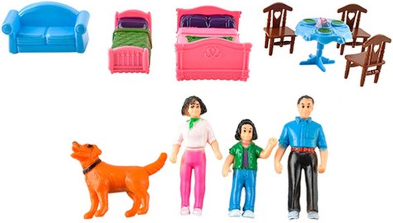Ausklappbares Puppenhaus – faltbares Haus für Puppen – Barbie-Haus im modernen Look – inklusive Möbel – Puppenhaus mit Raummöbeln – tragbares Puppenhaus 