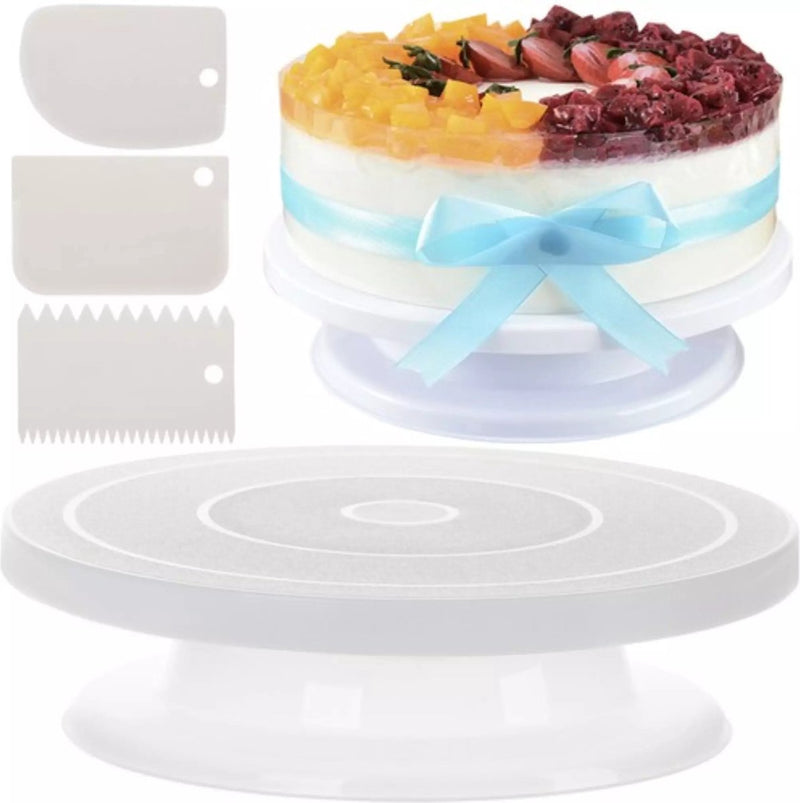 Ruhhy Turntable + 3 Spatulas for Cake Decoration - Cake Plate