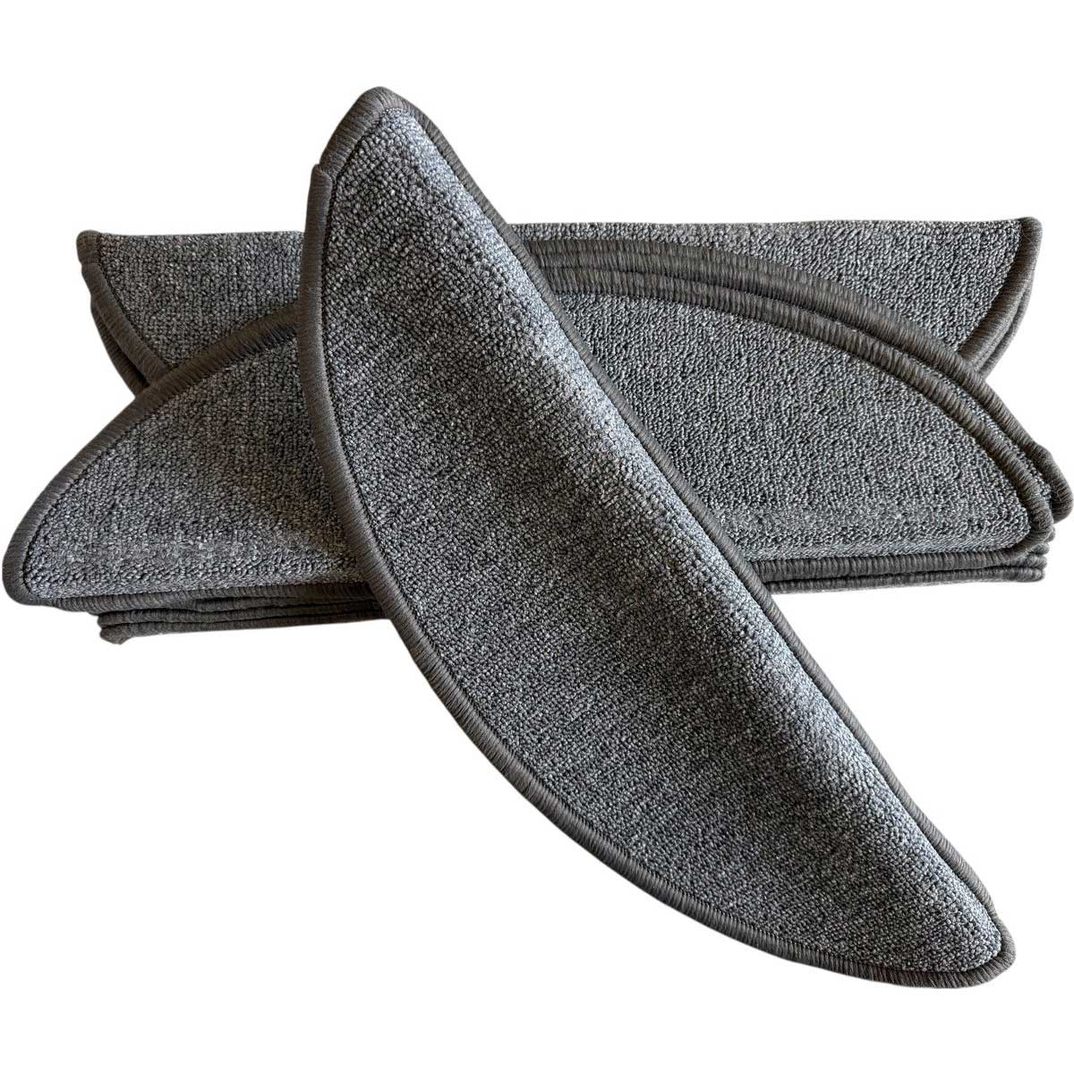 TEKZEN Trapmatten Set - Antraciet Bouclé - 15 Stuks - 56x17x3cm - Zelfklevende Halve Maantjes voor Trap