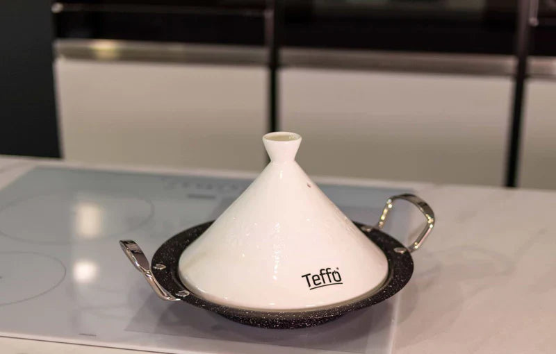 Teffo Tajine Wit / Zwart - Ø30 cm - Graniet - Inductie - TEKZEN