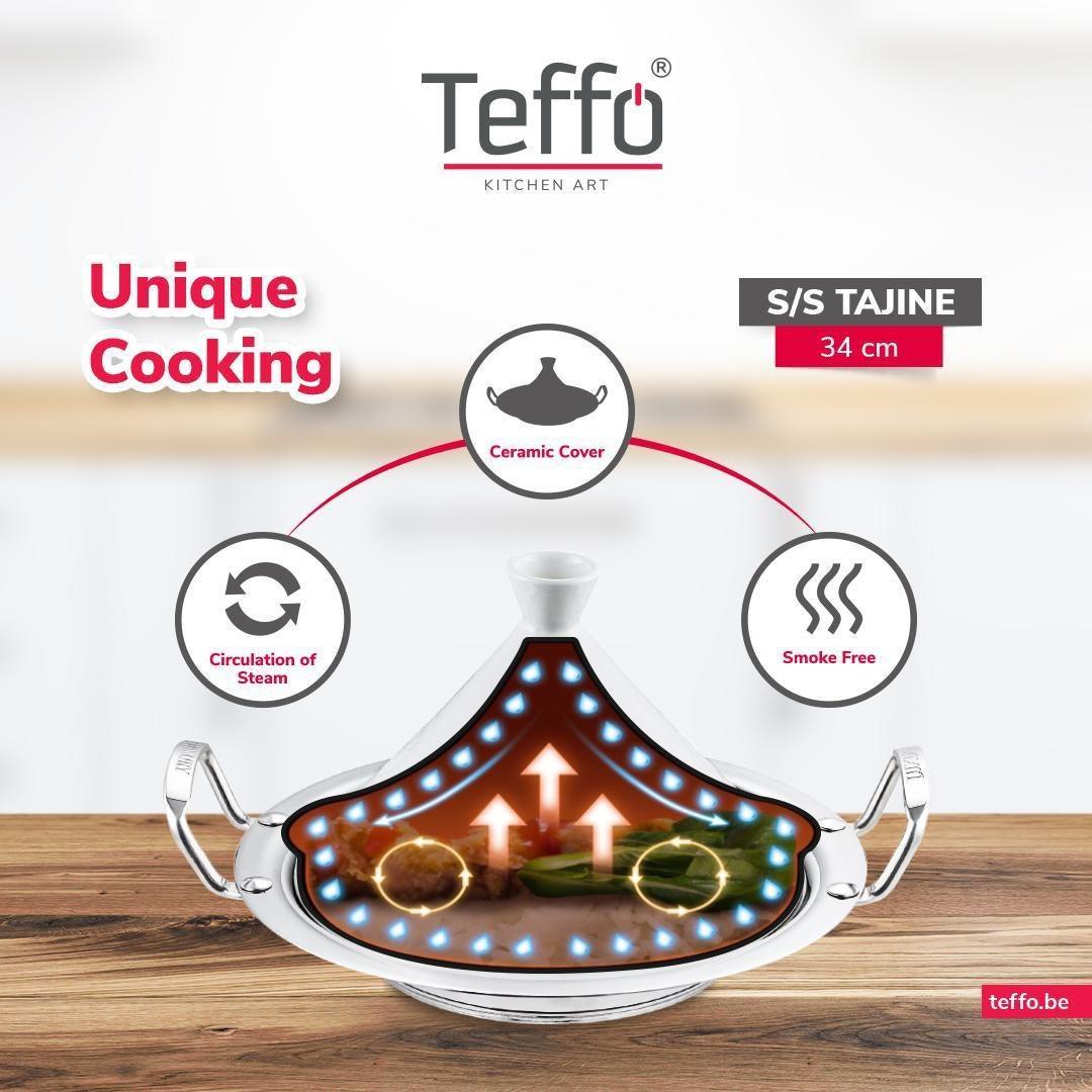 Teffo Tajine Wit / Zwart - Ø30 cm - Graniet - Inductie - TEKZEN