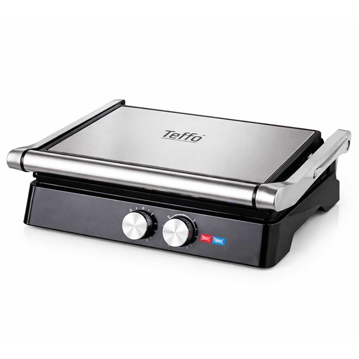 Teffo Contactgrill - Panini Grill - 30x24cm - Tosti apparaat - Grill apparaat - Verticaal opbergbaar - 2000W