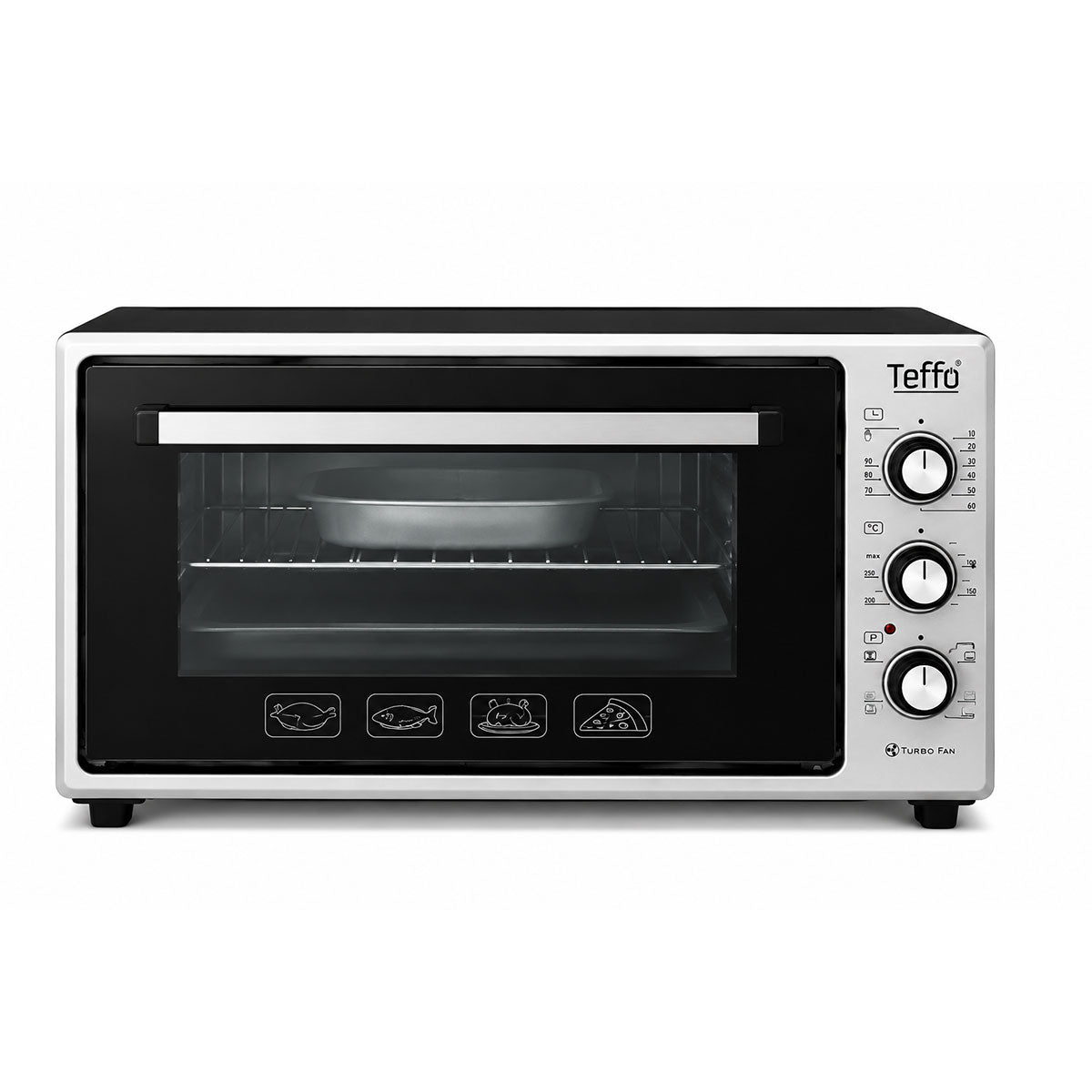 Teffo Elektrische Oven - 60 Liter - 1650W - Turbo Ventilator - Dubbele Glasdeur - Vrijstaande Oven