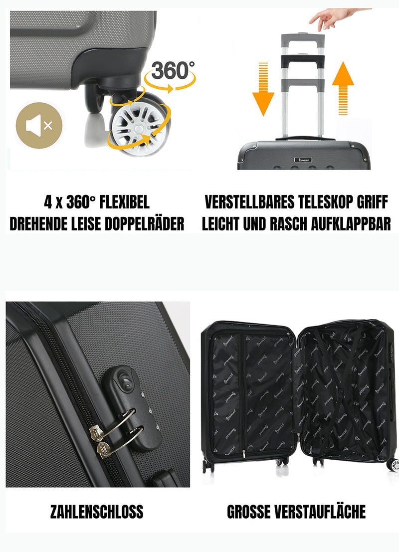 Traveleo Diamond Suitcase Set Red - Combination Lock - Lightweight - Travel Suitcase - Travel Luggage