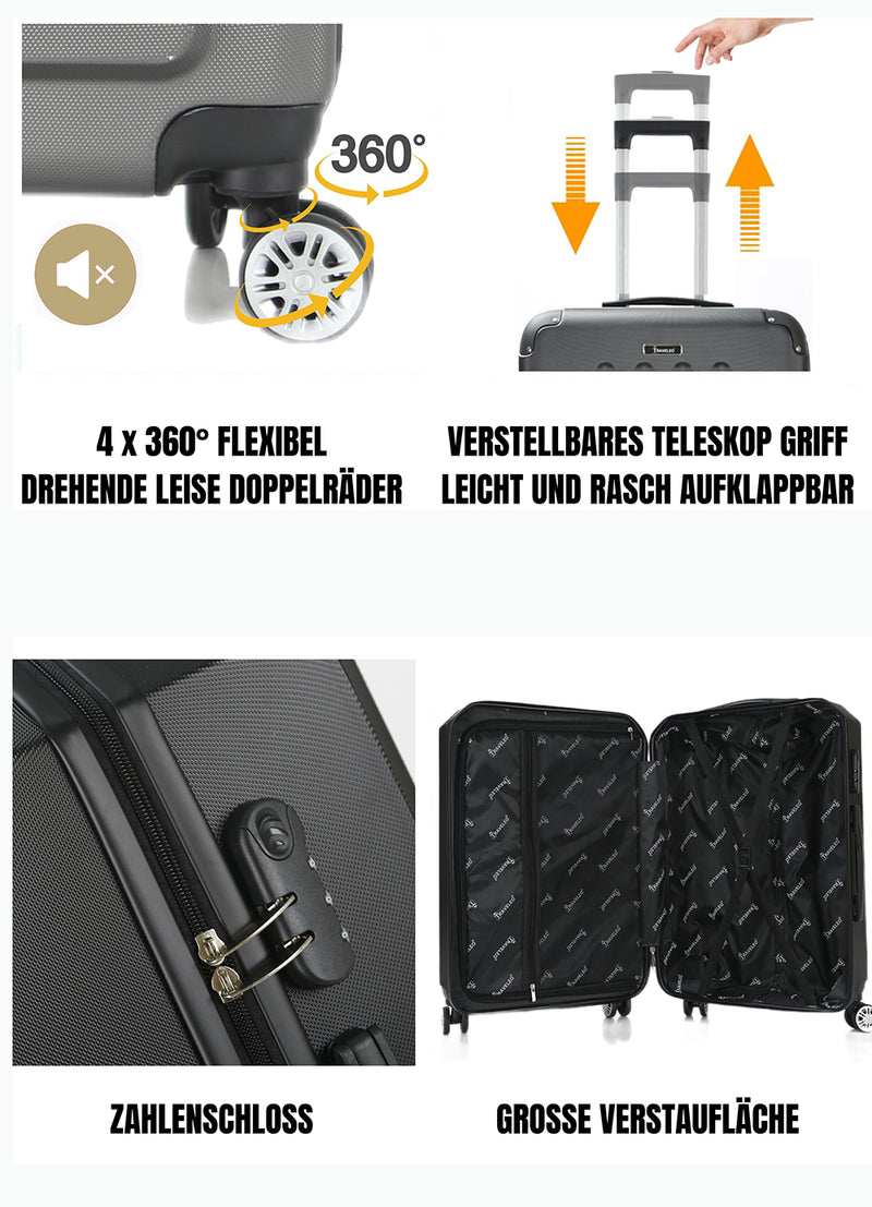 Traveleo Diamond Suitcase Set Blue - Combination Lock - Lightweight - Travel Suitcase - Travel Luggage
