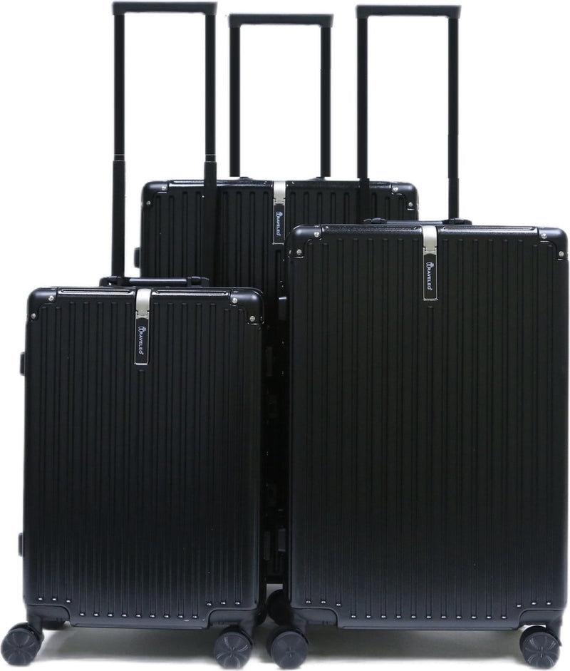 Traveleo Aluminum Suitcase Set - 3-piece - TSA Combination Lock - Aluminum Frame - Travel Suitcase - Trolley Set - Travel Suitcase Set - Luggage