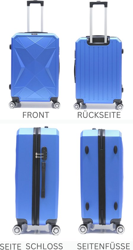 Traveleo Diamond Kofferset Blauw - Cijferslot - Lichtgewicht - Reiskoffer - Travel Luggage - TEKZEN