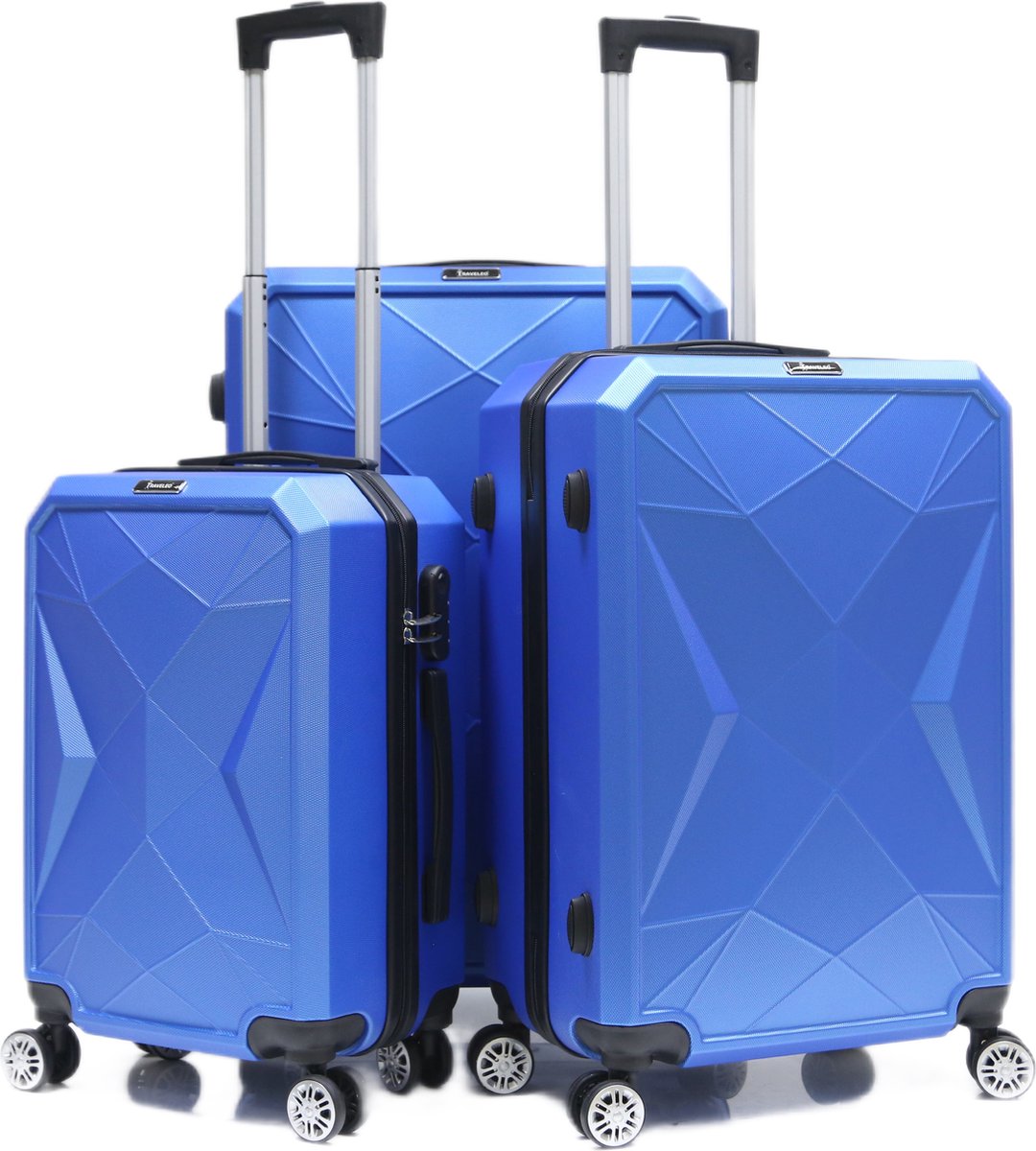 Traveleo Diamond Kofferset Blauw - Cijferslot - Lichtgewicht - Reiskoffer - Travel Luggage - TEKZEN