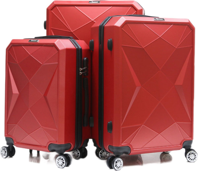 Traveleo Diamond Kofferset Rot – Zahlenschloss – Leicht – Reisekoffer – Reisegepäck