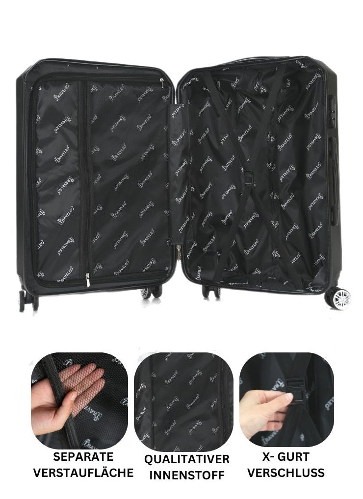 Traveleo Diamond Suitcase Set Orange - Combination Lock - Lightweight - Travel Suitcase - Travel Luggage