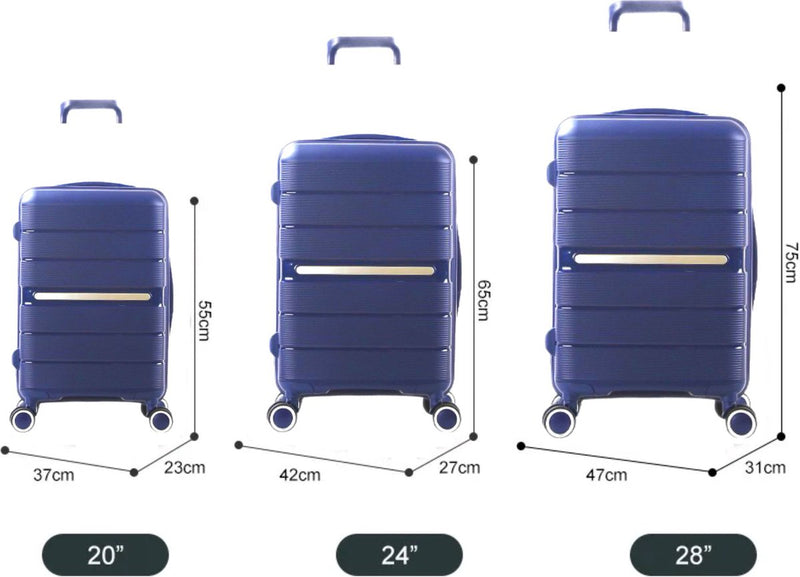 Traveleo Kofferset 3-teilig - Zahlenschloss - Leichtgewicht - Reisekoffer - Blau