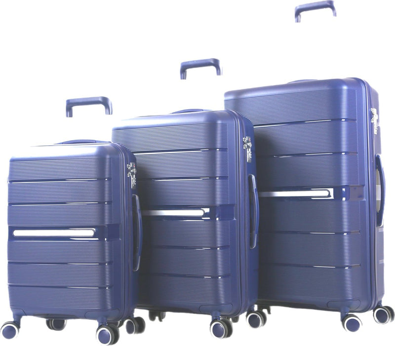 Traveleo Suitcase set 3-piece - Combination lock - Lightweight - Travel suitcase - Blue