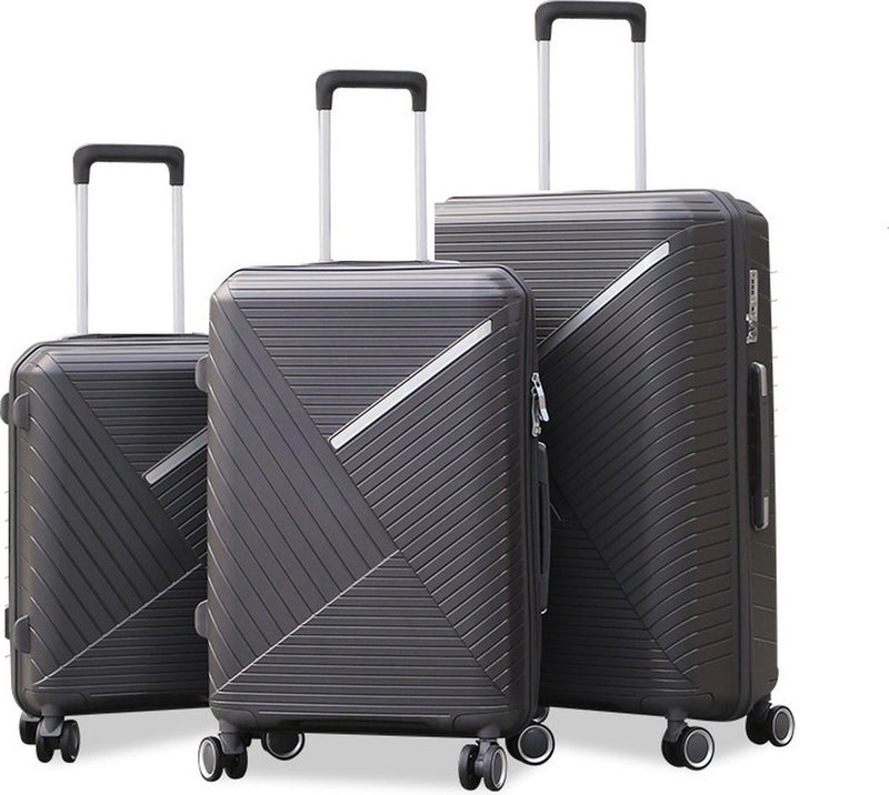 Traveleo Suitcase set 3-piece - Combination lock - Lightweight - Travel suitcase - Gray
