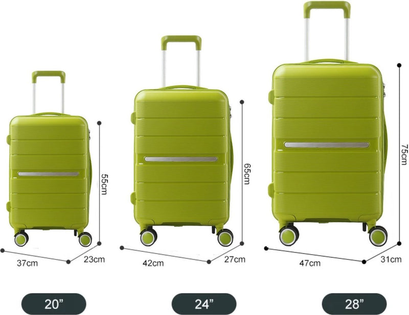 Traveleo Suitcase set 3-piece - Combination lock - Lightweight - Travel suitcase - Green