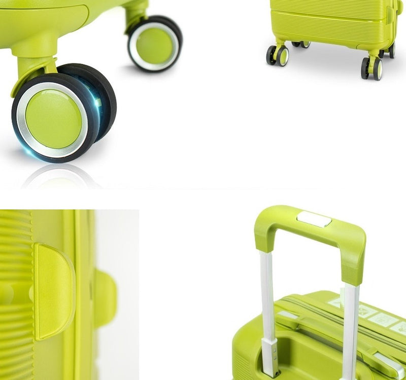 Traveleo Suitcase set 3-piece - Combination lock - Lightweight - Travel suitcase - Green