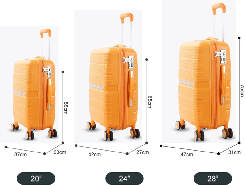 Traveleo Suitcase set 3-piece - Combination lock - Lightweight - Travel suitcase - Orange