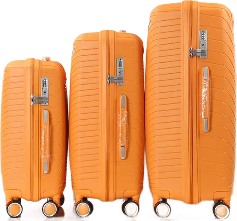 Traveleo Kofferset 3-teilig - Zahlenschloss - Leichtgewicht - Reisekoffer - Orange