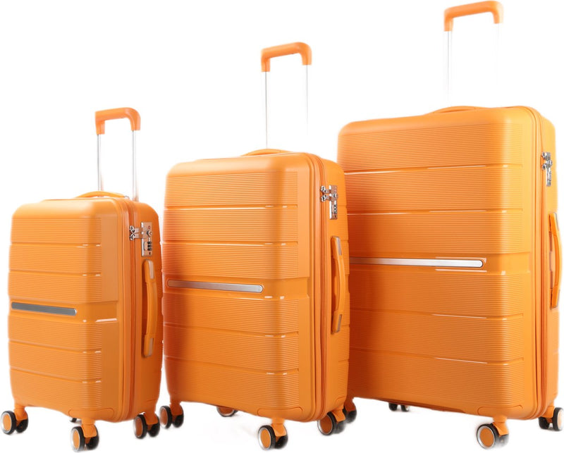Traveleo Kofferset 3-teilig - Zahlenschloss - Leichtgewicht - Reisekoffer - Orange