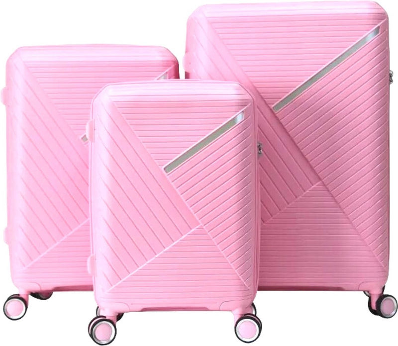 Traveleo Suitcase set 3-piece - Combination lock - Lightweight - Travel suitcase - Pink