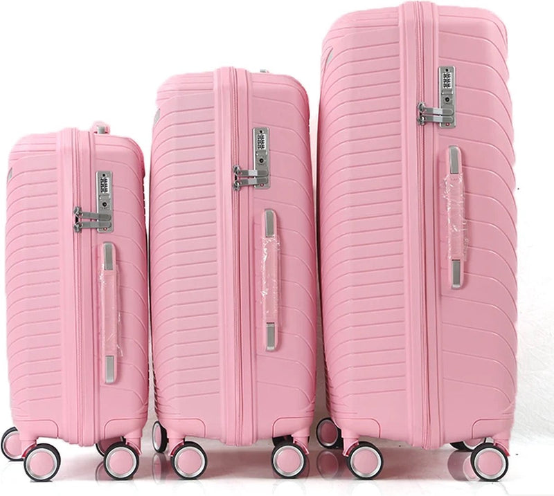 Traveleo Kofferset 3-teilig – Zahlenschloss – Leicht – Reisekoffer – Pink