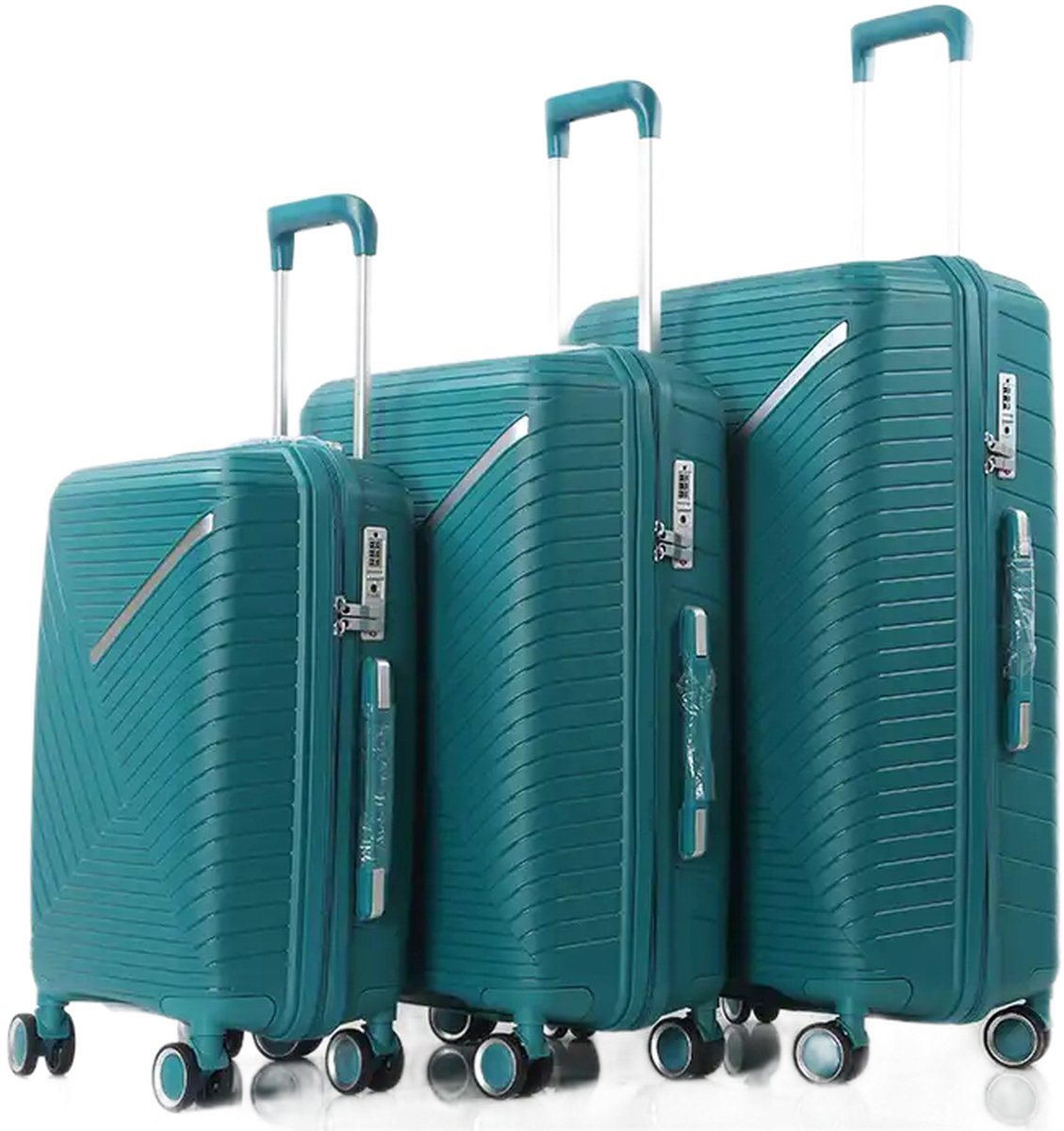 Traveleo Suitcase set 3-piece - Combination lock - Lightweight - Travel suitcase - Turquoise