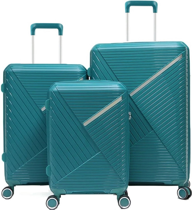 Traveleo Suitcase set 3-piece - Combination lock - Lightweight - Travel suitcase - Turquoise