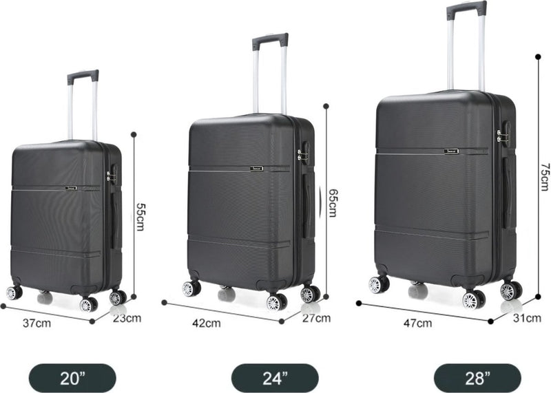 Traveleo Kofferset Zwart - Cijferslot - Lichtgewicht - Reiskoffer - Travel Luggage