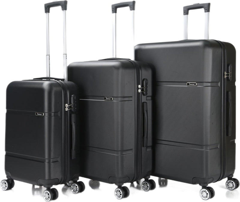 Traveleo Suitcase Set Black - Combination Lock - Lightweight - Travel Suitcase - Travel Luggage