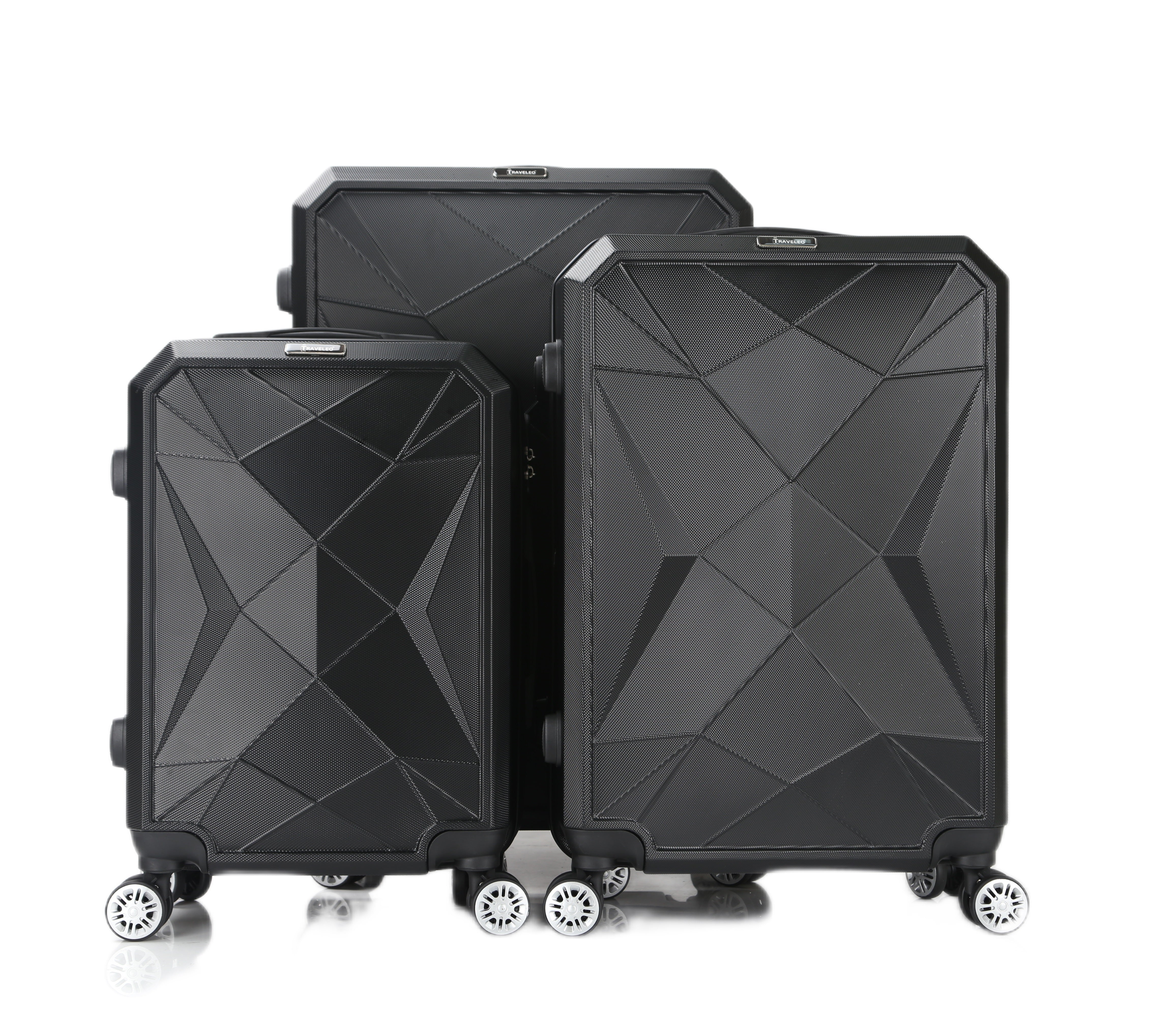 Traveleo Diamond Kofferset Zwart - Cijferslot - Lichtgewicht - Reiskoffer - Travel Luggage - TEKZEN