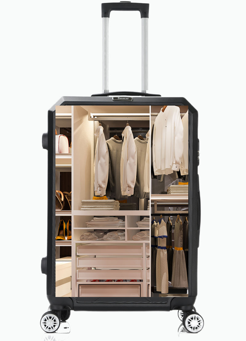 Traveleo Diamond Suitcase Set Black - Combination Lock - Lightweight - Travel Suitcase - Travel Luggage