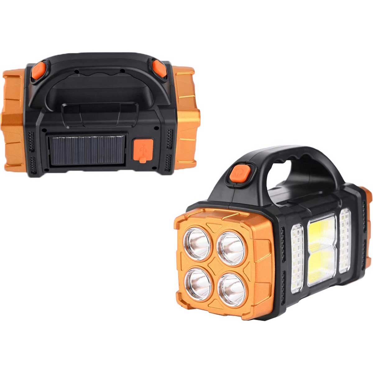 Verk Group Double Spotlight – USB &amp; Solar Rechargeable – 2x COB LED – Powerbank &amp; Emergency Lamp