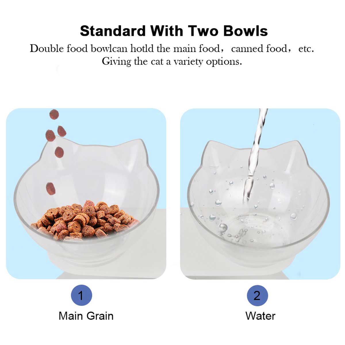 Verk Group Dubbele Voerbak voor Hond & Kat - 2x 400 ml - Verhoogd - Zwart/Wit