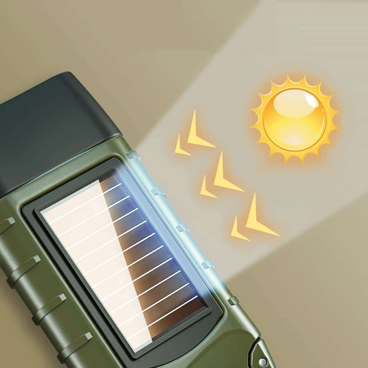 Verk Group Zonne- en Dynamo-zaklamp met 3 LED’s – Handmatig en Zonne-energie Aangedreven zaklampen productafbeelding 3