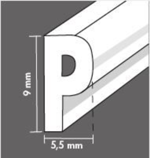 Maclean Self-adhesive Draft Strip P-Profile - White - 9mm x 5.5mm x 7.5m - Draft Strip 