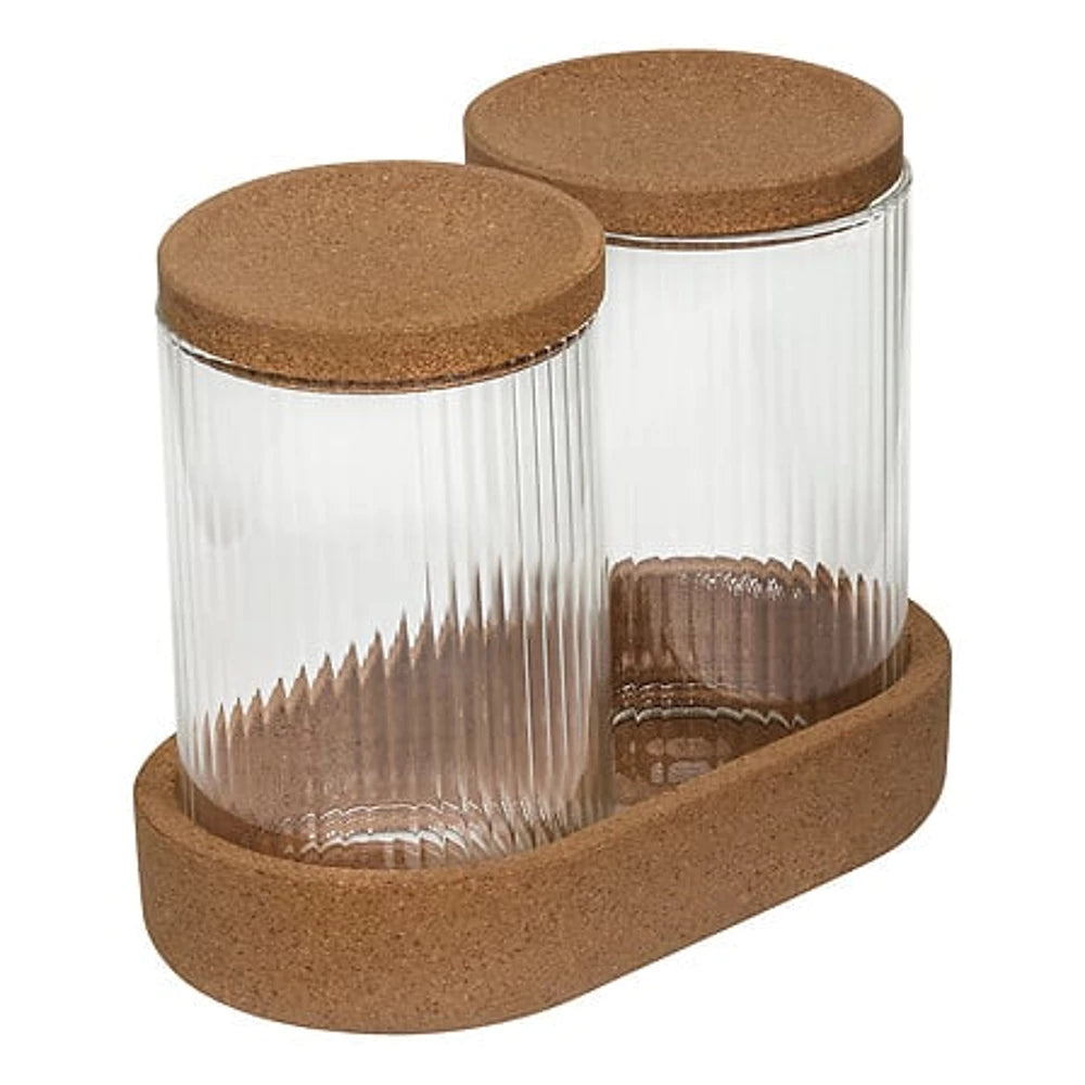 5Five Aufbewahrungsgläser – 3-teiliges Organizer-Set aus Glas und Kork – Transparent