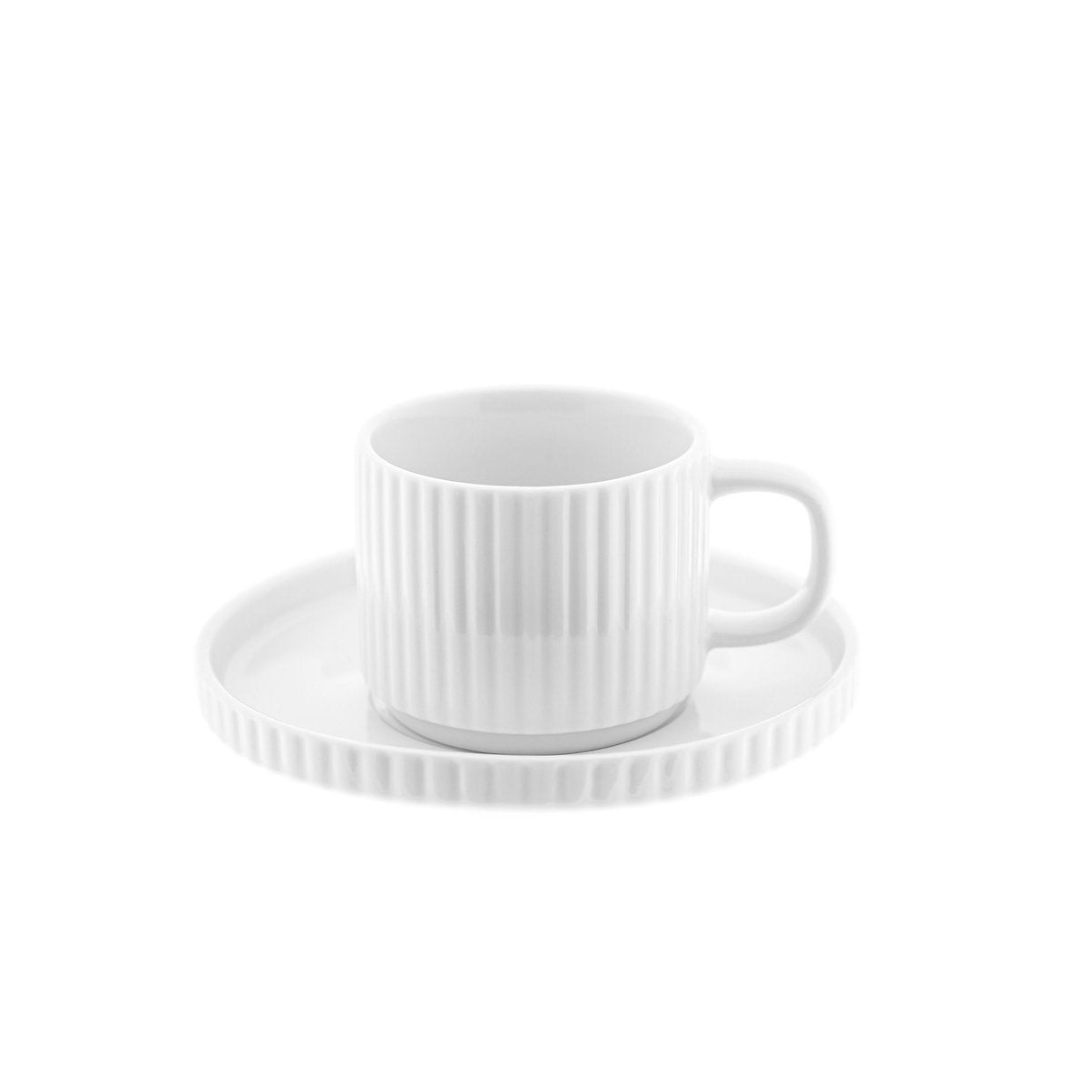 Almina Borneo - Koffieset - 12 - delig - Wit - 220ml - Porselein - Koffiekopjes - TEKZEN