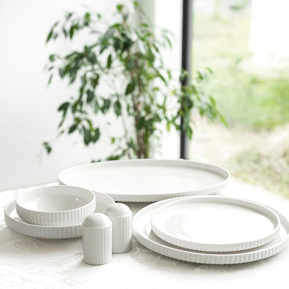 Almina Borneo - Porseleinen Serviesset - 27 - delig - Wit - 6 - Persoons - Dinerset - TEKZEN