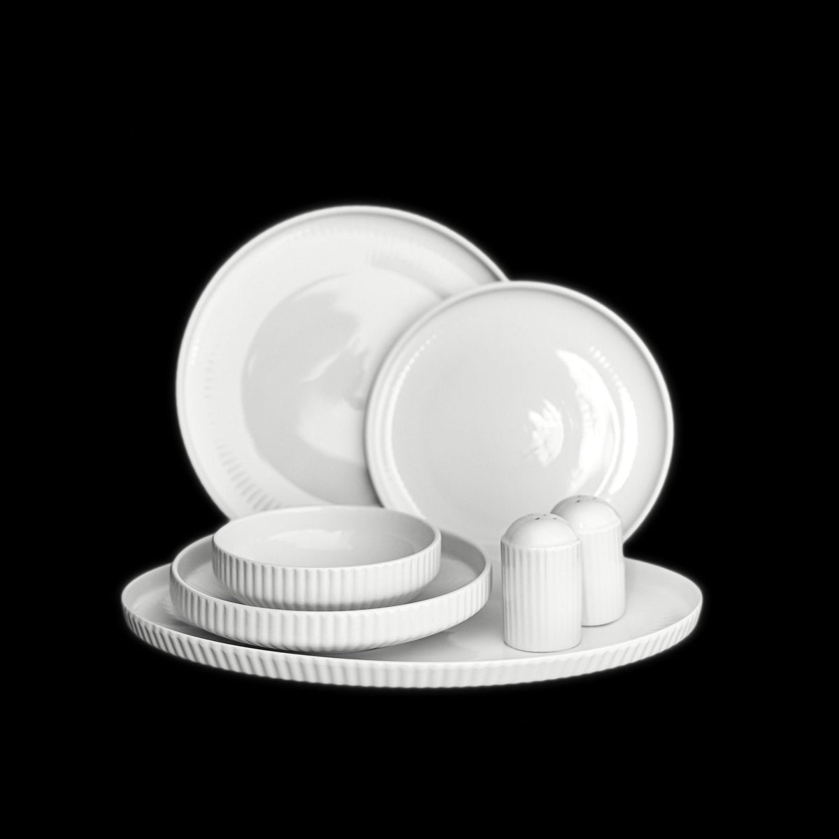 Almina Borneo - Porseleinen Serviesset - 27 - delig - Wit - 6 - Persoons - Dinerset - TEKZEN