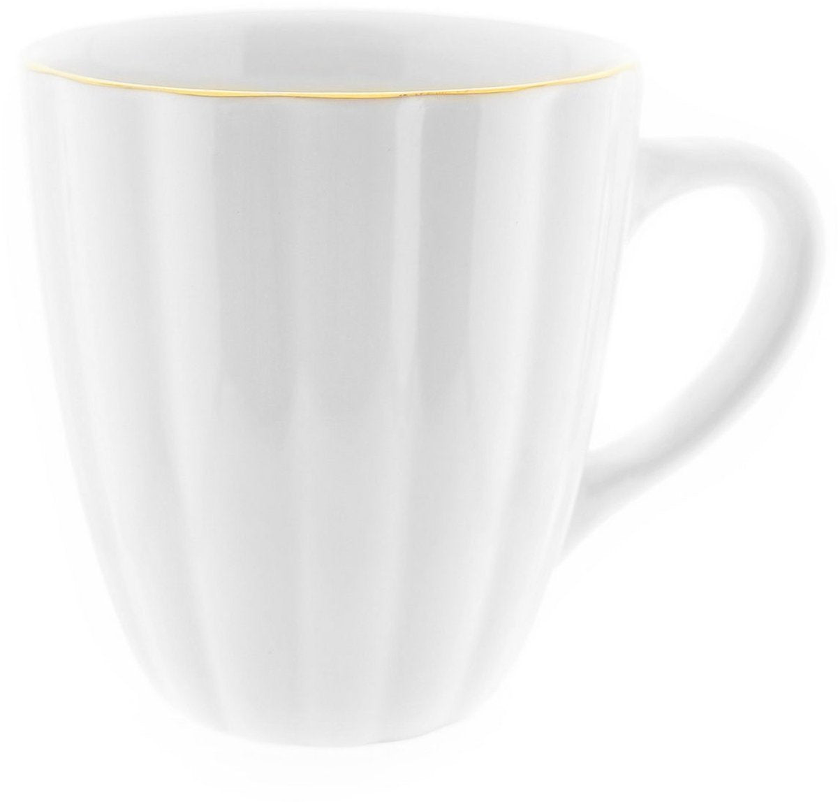 Almina Daisy - Koffiekopjes met Gouden Randje - Set van 2 - Wit - 330ml - Porselein - Koffiekopjes - TEKZEN