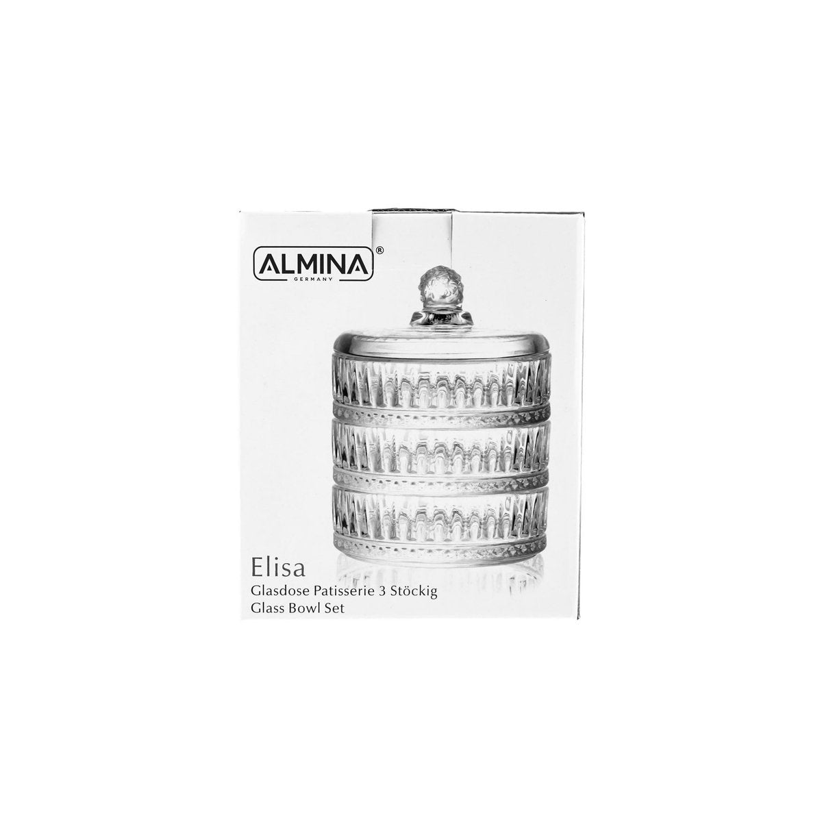 Almina Elisa - Bonbonnière - 3 - Laagse Glazen Voorraadpot - Glazen Snoeppot met Deksel - 16,2 x 13cm - TEKZEN