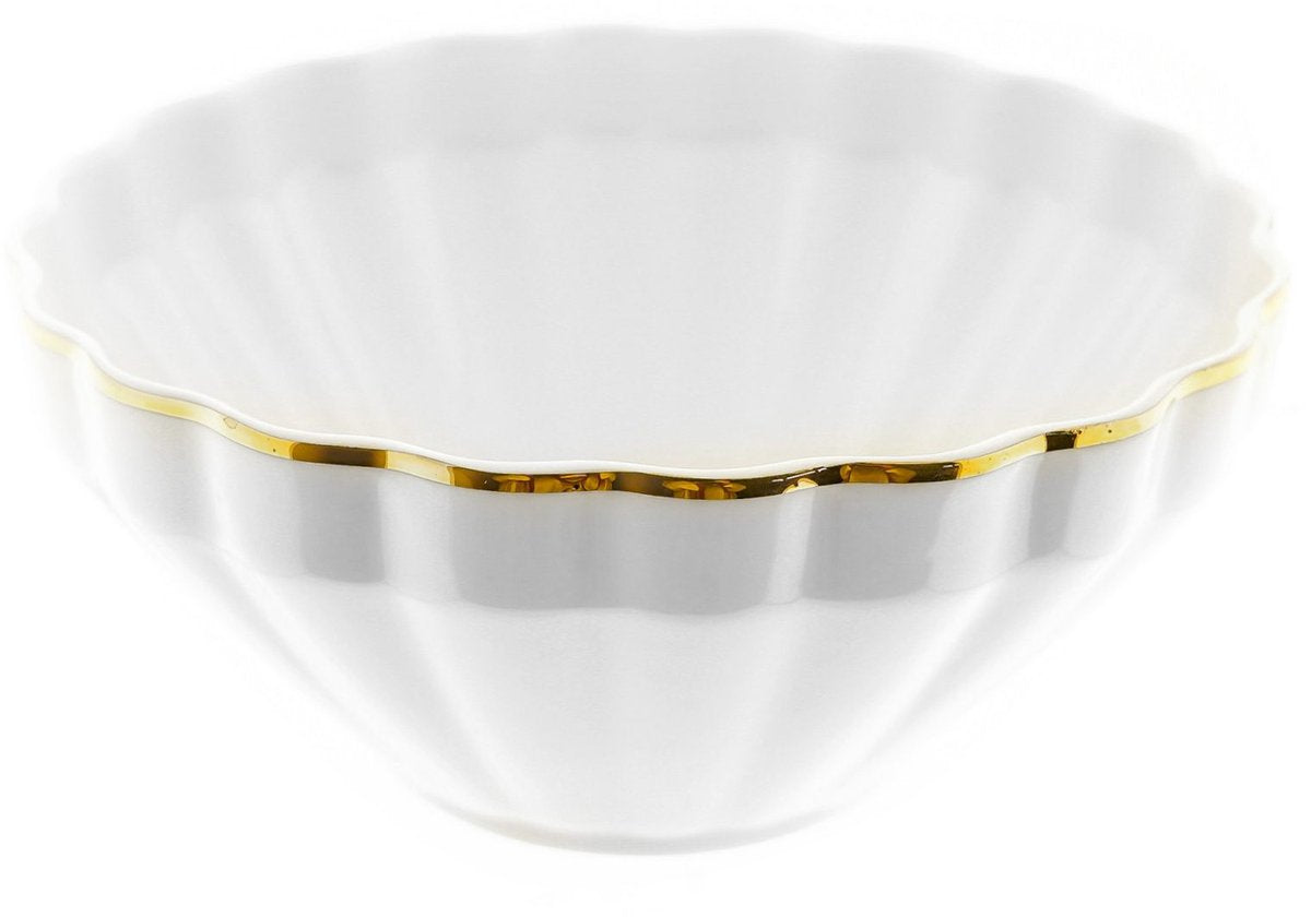 Almina Flores - Porseleinen Serviesset - 27 - delig - Wit/Goud - 6 - Persoons - Dinerset - TEKZEN