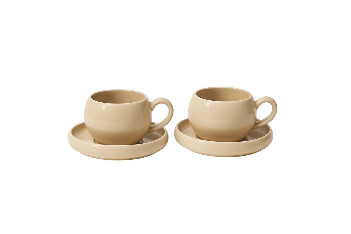 Almina Lissa Bonna - Koffieset - 12 - delig - Crème - 220ml - Porselein - Koffiekopjes - TEKZEN