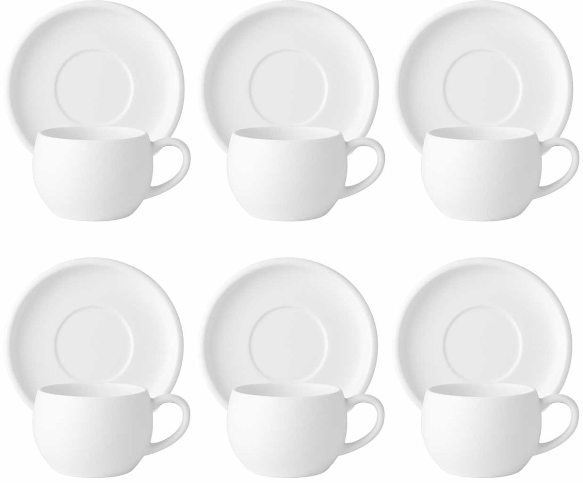Almina Lissa Bonna - Koffieset - 12 - delig - Wit - 220ml - Porselein - Koffiekopjes - TEKZEN
