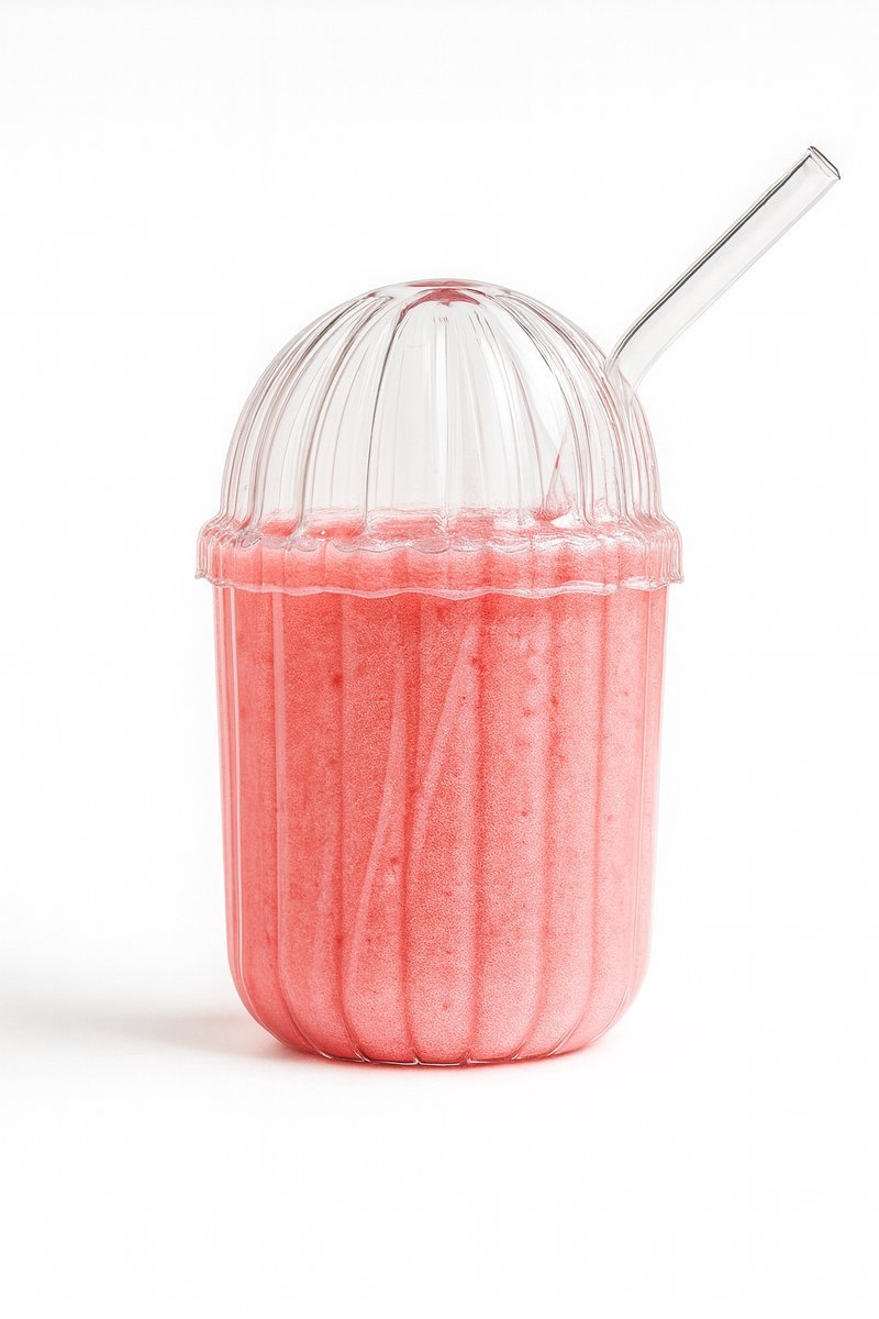 Almina Vivien - Latte Machiato Glas met Rietje & Deksel - Set van 2 - Match Glas - IJskoffie Glas - Smoothie Glas - TEKZEN