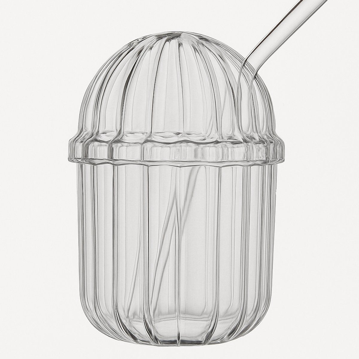 Almina Vivien - Latte Machiato Glas met Rietje & Deksel - Set van 2 - Match Glas - IJskoffie Glas - Smoothie Glas - TEKZEN