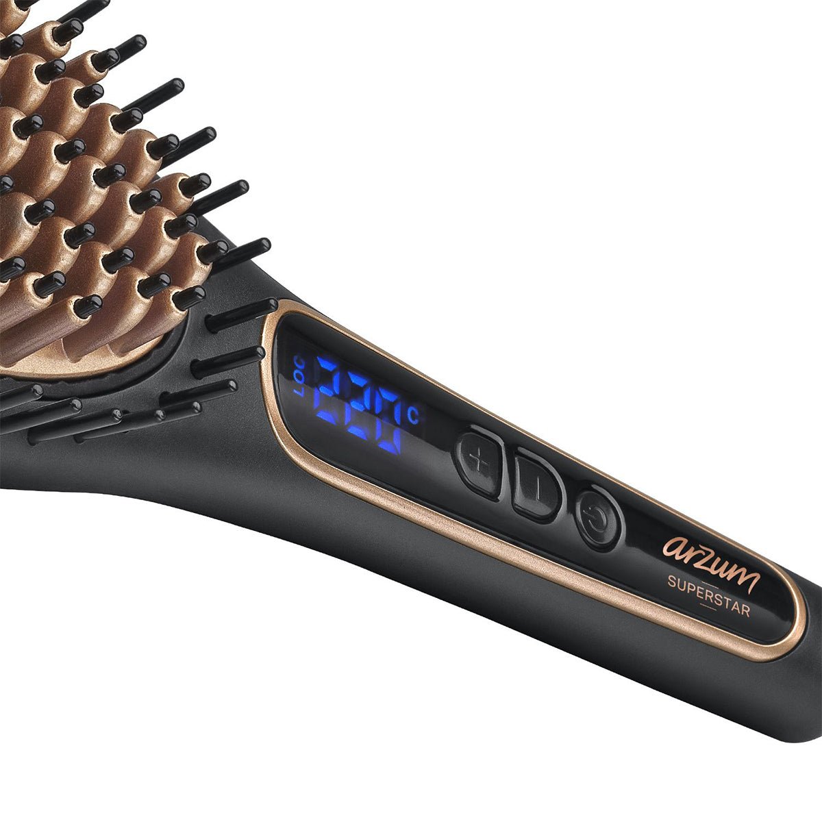 Arzum Superstar AR5036 - Stijlborstel - Zwart/Koper - Led Scherm - Keramische Coating - Toermalijn - Ionentechnologie - 140 - 220°C - 53W - TEKZEN