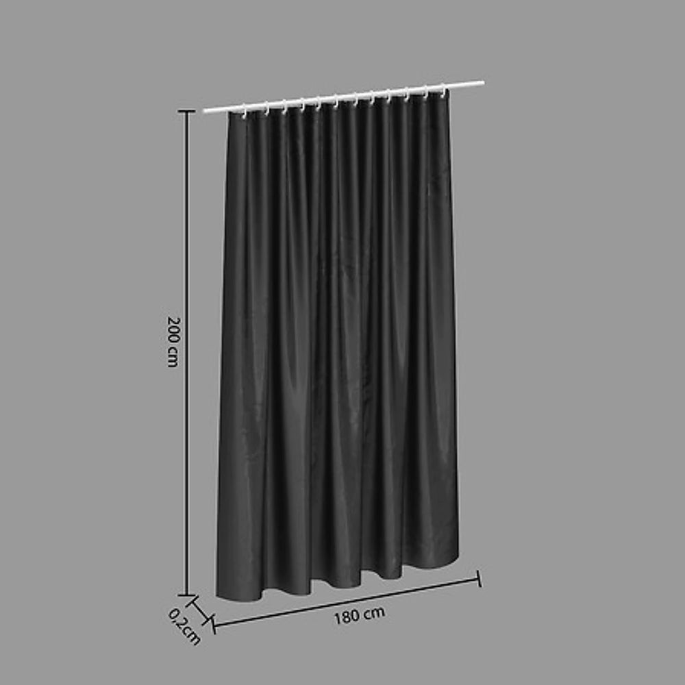 5Five Duschvorhang Schwarz - 180x200cm - Wasserabweisendes Polyester mit Ringen