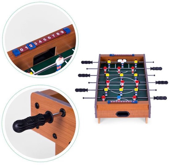 ECOTOYS Mini Tafelvoetbaltafel - 70x35 cm - Hout - Tafelvoetbalspel voor Kinderen – foto 10